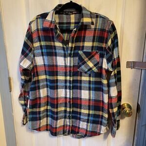 Urban Republic Button Up Flannel Shirt Mens S Colorful Plaid Pockets Long Sleeve